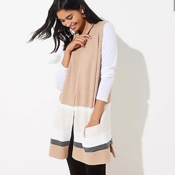 LOFT Sweaters - NWOT LOFT colorblock sleeveless cardigan